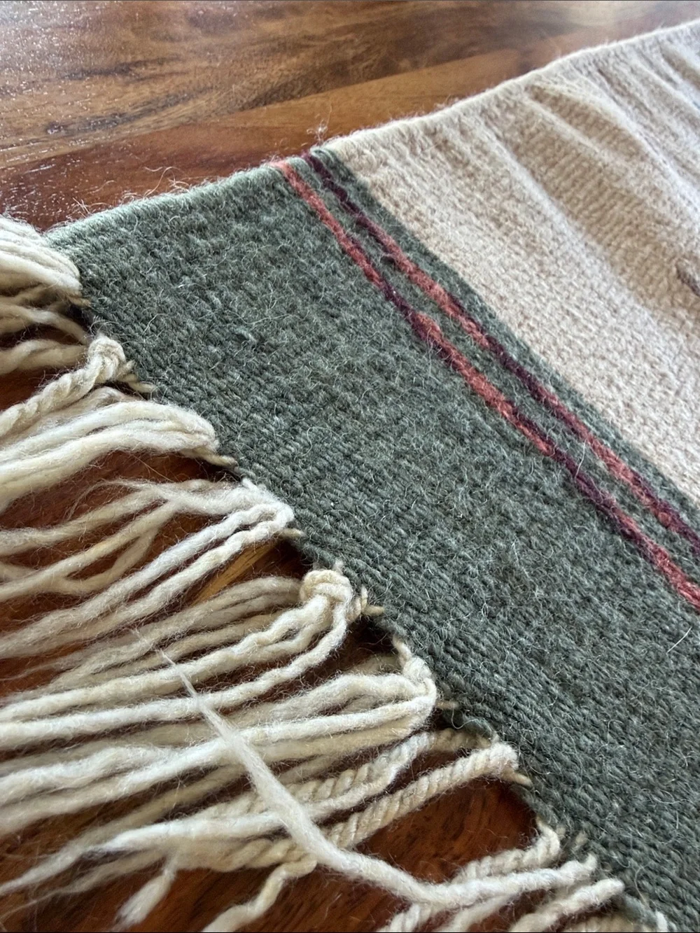 Handwoven Southwestern Star Wool Rug  Cream and Charcoal